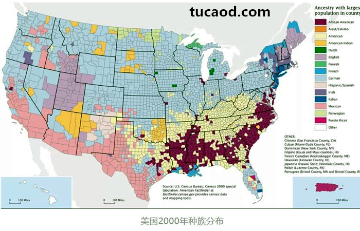 美国2000年种族分布