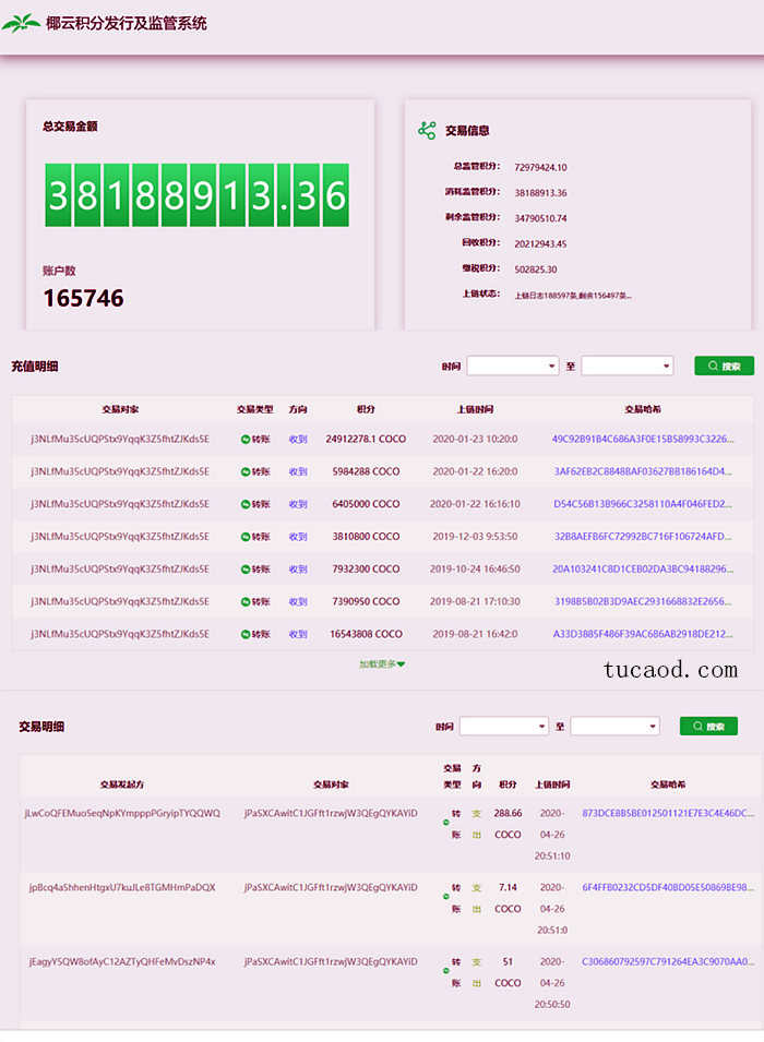 椰子积分区块链浏览器实时数据